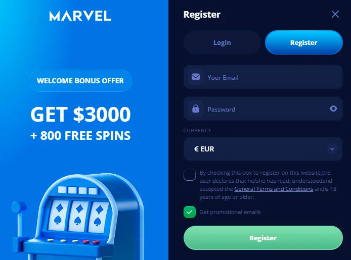 Registrierung Marvel Casino